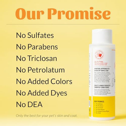 Safe and non-toxic dual action cat shampoo on white background