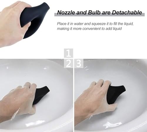 Hand holding the 7.9 ounce easy squeeze enema bulb for colon cleansing.