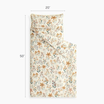 Wake In Cloud kids sleeping bag rolled up with carry handle displayed