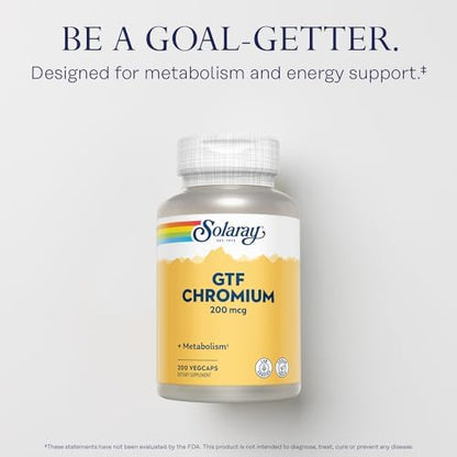 Close up view of authentic Solaray chromium capsules with brewer's yeast for improved absorption.
