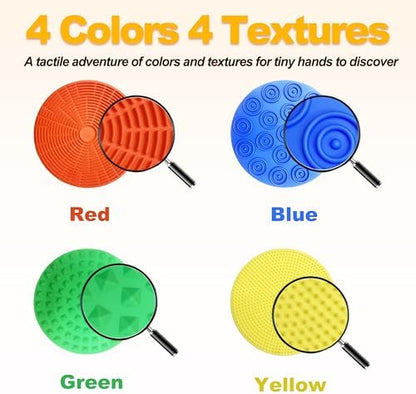 Close-up of different tactile patterns on the silicone sensory wall mats for ADHD emotional regulation.