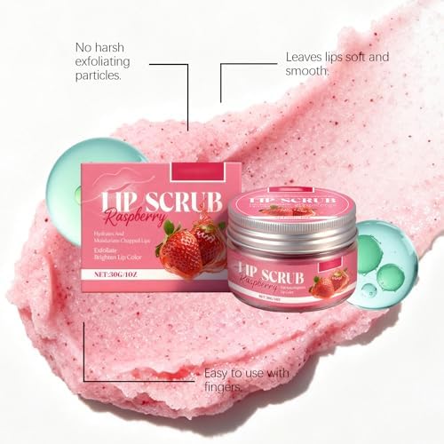 Close up of exfoliating lip scrub texture