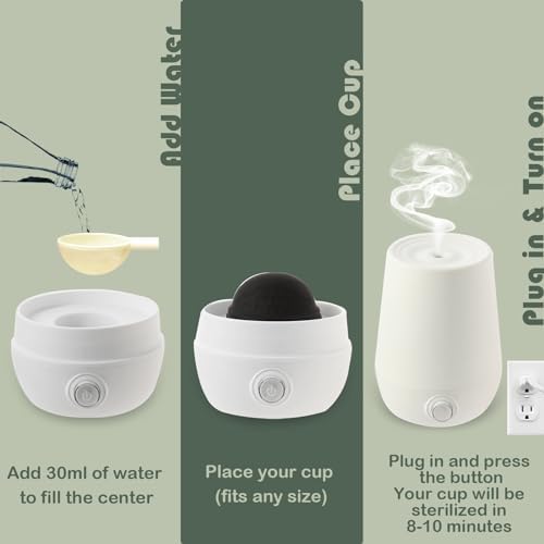 Compact menstrual cup cleaning device with power cord for home use