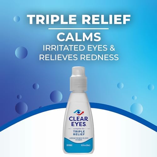 Clear Eyes eye drops packaging highlighting 12 hour soothing comfort claim.