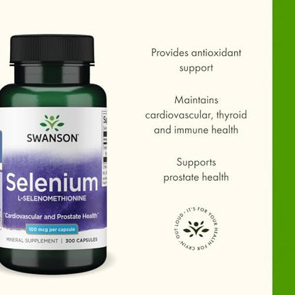 Authentic Swanson L-Selenomethionine herbal support pills for immune and thyroid wellness.