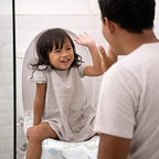 Mimorou unicorn style toddler potty seat liner placed securely on an adult toilet seat