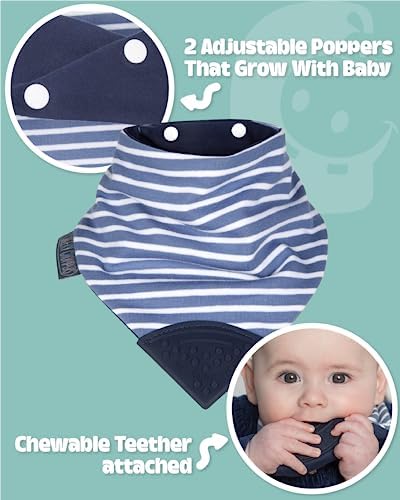 Reversible side pattern of the Cheeky Chompers bandana style baby bib for multiple outfit matches.