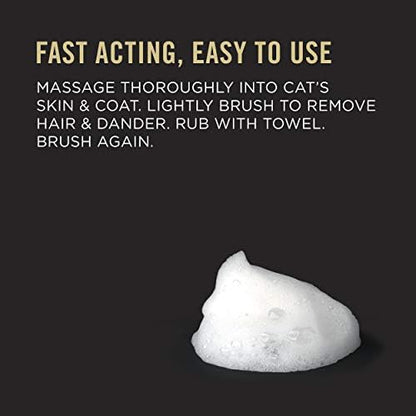 Applying Purina Pro Plan rinse free foam to cat fur