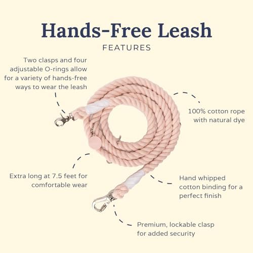 Hands-free dog walking with rosewater cotton rope leash
