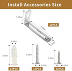 Heavy duty steel wall anchors for dresser and cabinet safety showing included mounting screws and wall anchors.