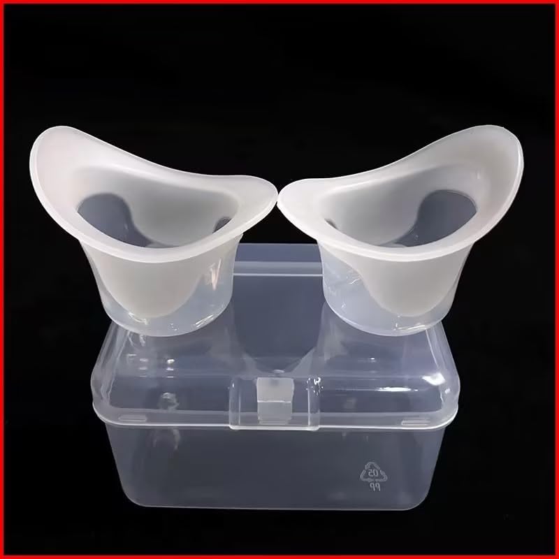Two pack blue and pink eye wash cups for makeup removal and hygiene