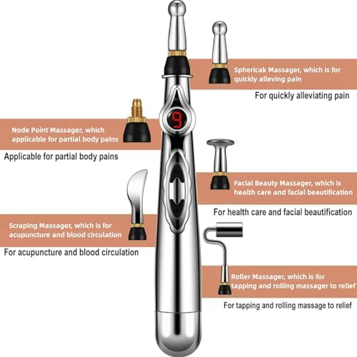 Handheld meridian energy pen showing digital intensity level display