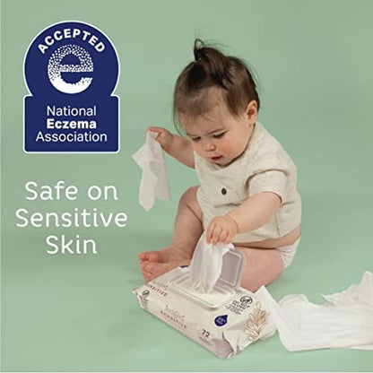 Close up of Earth and Eden baby wipes packaging texture