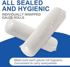 Individually wrapped elastic gauze roll being unpacked for first aid use