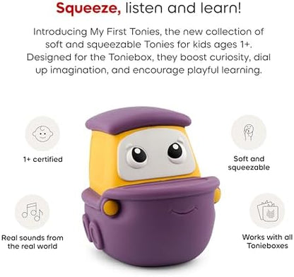 Close up view of the soft silicone ship audio toy figurine from the travel series