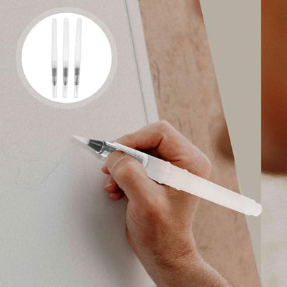 Artist using the EXCEART refillable painting brush to blend watercolor pencils on paper