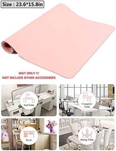 (MAT ONLY) Pink Nail Art Table Mat, Foldable Nail Art Hand Rest Pad for Nail Arm Rest Cushion, Soft Microfiber Leather Nail Mat, Manicure Pad Nail Table Pad Desk Mat for Nail Technician Salon Home - Image 6