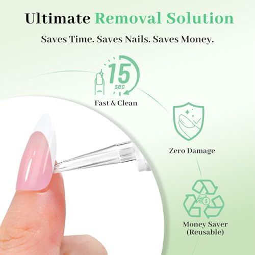 Leykosh nail glue remover pen applying liquid to fake nail base