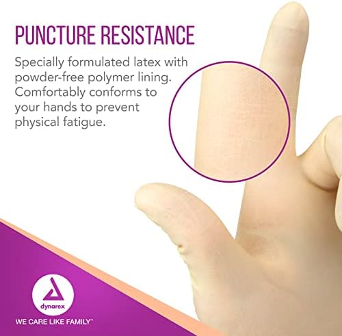 Textured palm detail of Dynarex powder free latex gloves for grip