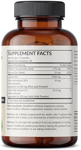 Futurebiotics L-Lysine Defense supplement label details