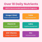 Mothers Promise vegan omega 3 DHA and folate prenatal supplement packaging overview