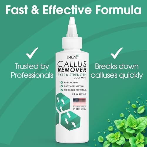 Extra strength foot callus gel for cracked heel repair and smoothing.