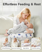 Mom using CrystCare ergonomic nursing pillow for breastfeeding