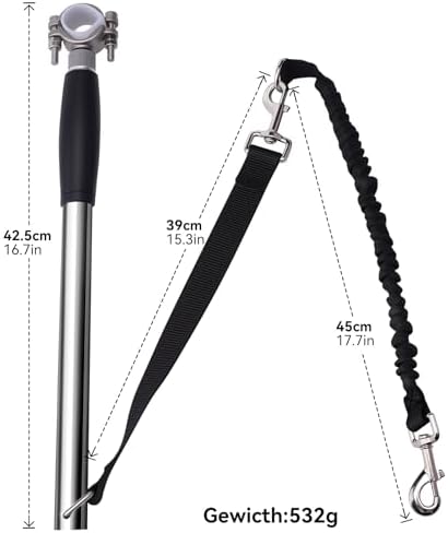 Shock absorbing bungee buffer rope on Pietenjoy hands free dog lead.