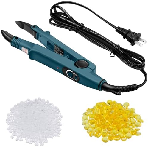 Zhehao professional hair extensions tool set front view showing green fusion heat iron connector wand