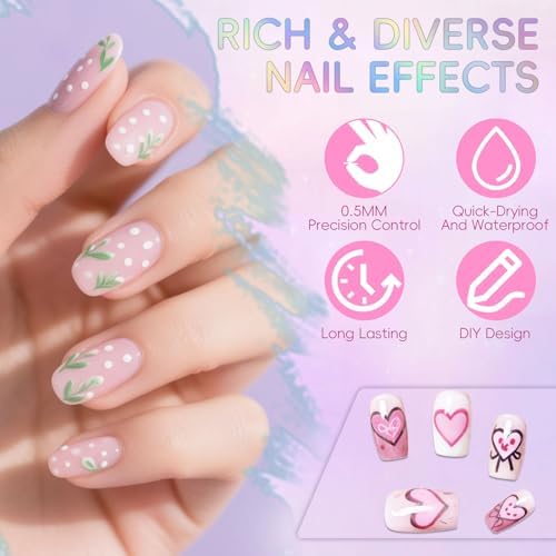 Nail Art Pens Set 12 Colors Nail Art Markers for DIY Painting Nails, Drawing, Dotting & Liner Designs, Nail Pens for Adults & Teens Nail Art, Home Salon Beauty Manicure Tools, 2026 New - Image 2
