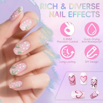 Nail Art Pens Set 12 Colors Nail Art Markers for DIY Painting Nails, Drawing, Dotting & Liner Designs, Nail Pens for Adults & Teens Nail Art, Home Salon Beauty Manicure Tools, 2026 New - Image 2