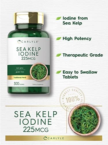 Side view of Carlyle Sea Kelp Iodine 225mcg bottle