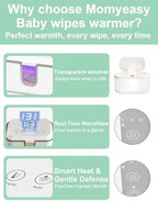 Momyeasy wipe warmer night light feature in a dark room