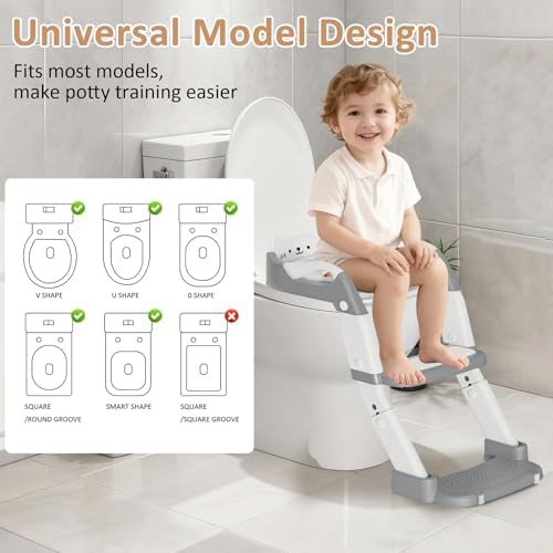 Adjustable height toddler toilet steps with non slip safety handles