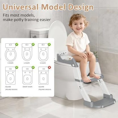 Adjustable height toddler toilet steps with non slip safety handles