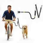 Heavy duty shock absorbing dog bicycle leash with quick release steel extension arm