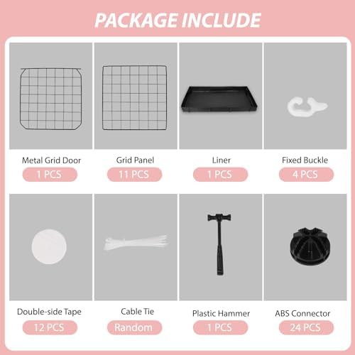 Small Animal Playpen with Waterproof Mat,Guinea Pig Cages,49.2x24.6x12.2inch C&C Cage for Hamster,Bunny,Hedgehog,Chinchilla,Ferret,Indoor Outdoor Portable Metal Wire Yard Fence,Metal Pet Panels-12pcs - Image 6