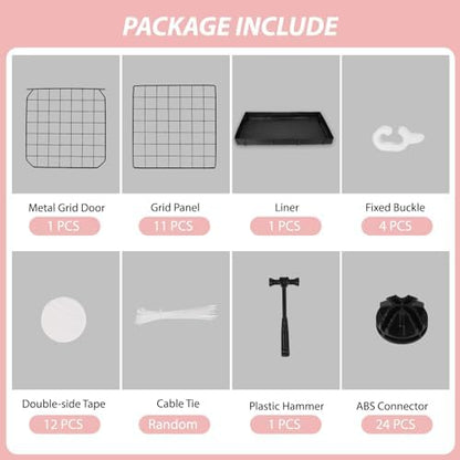 Small Animal Playpen with Waterproof Mat,Guinea Pig Cages,49.2x24.6x12.2inch C&C Cage for Hamster,Bunny,Hedgehog,Chinchilla,Ferret,Indoor Outdoor Portable Metal Wire Yard Fence,Metal Pet Panels-12pcs - Image 6
