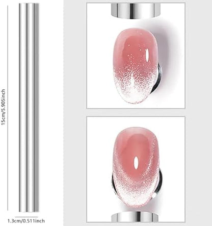 Double ended cylindrical magnetic nail art wand