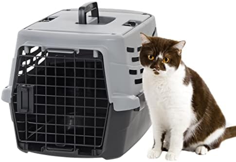 IRIS USA hard plastic cat carrier top view showcasing the dual-opening top loading access door.