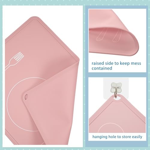 Folded non slip food grade baby dining mat showcasing its flexible crease free material