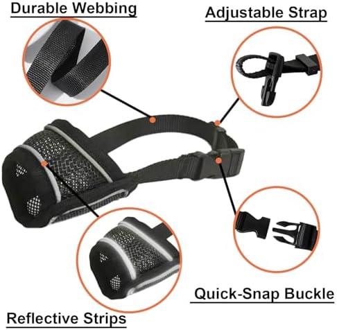 Adjustable strap and buckle detail on dog muzzle