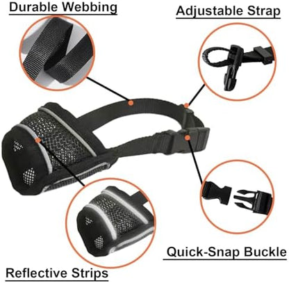Adjustable strap and buckle detail on dog muzzle
