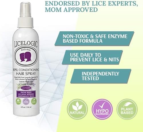 LiceLogic lavender conditioning hair spray for kids daily lice protection