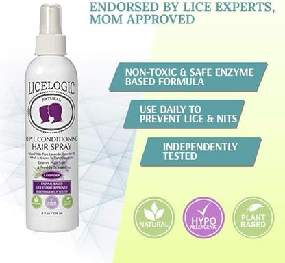 LiceLogic lavender conditioning hair spray for kids daily lice protection