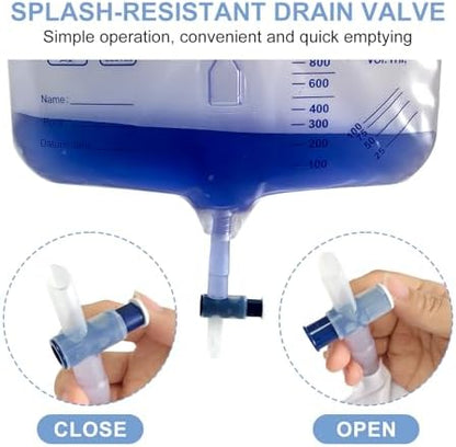 View of the anti-reflux chamber on the urinary drainage bag.