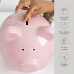 Pearhead ceramic keepsake bank showing the protective soft felt feet on the base