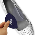 Adhesive backing on FootMatters large arch pads for secure shoe placement.