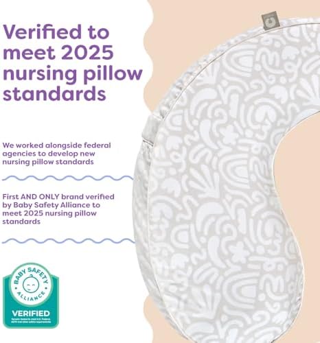 Close up of Boppy feeding pillow built-in side storage pocket