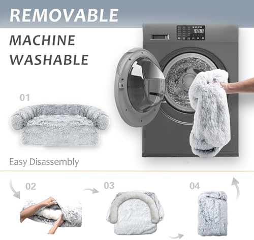 Tinaco washable dog couch cover being removed